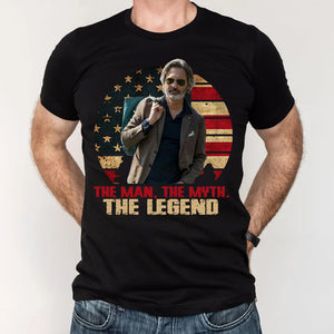 The Man The Myth The Legend - Custom Photo and Name - Personalized T-Shirt - Father's Day, Birthday Gift For Grandpa