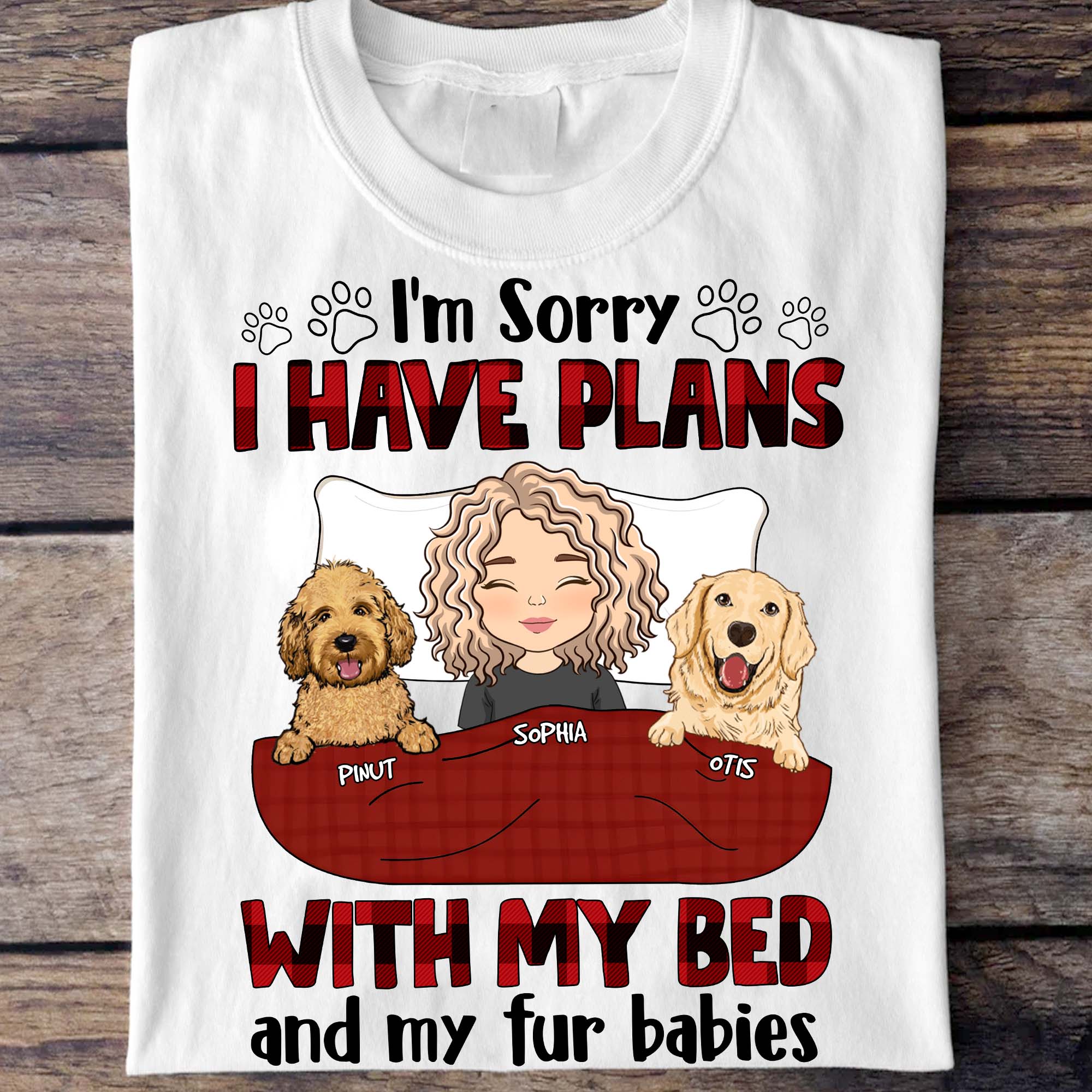 Personalized Dog T-Shirt - I Have Plans With My Bed Shirt - Custom Appearance And Name - Gift for Dog Lovers