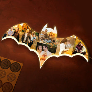 Bat Shape - Custom Your 6 Photos - Personalized Halloween Light, Halloween Gift