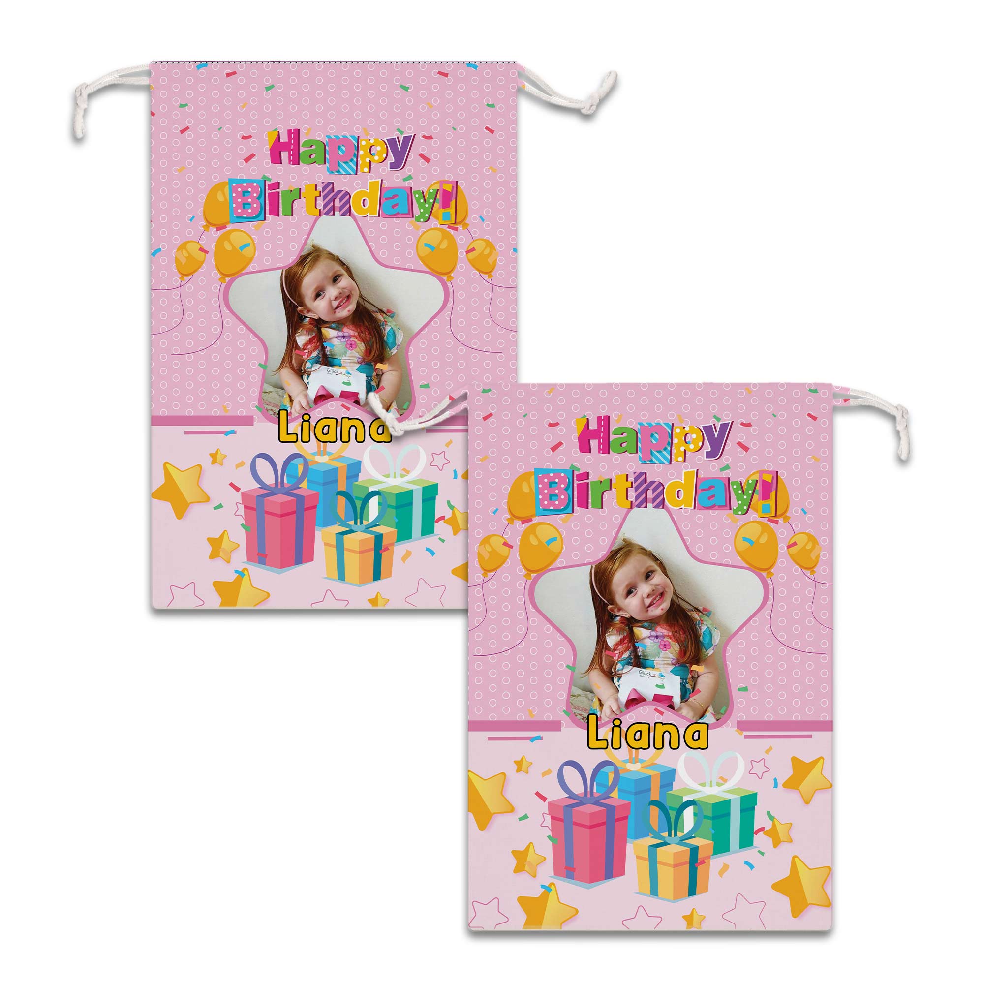 Happy Birthday Blink Star Personalized Christmas String Bag