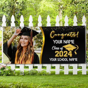 Congrats Class Of 2024- Personalized Photo Banner - Graduated Decoration Gifts