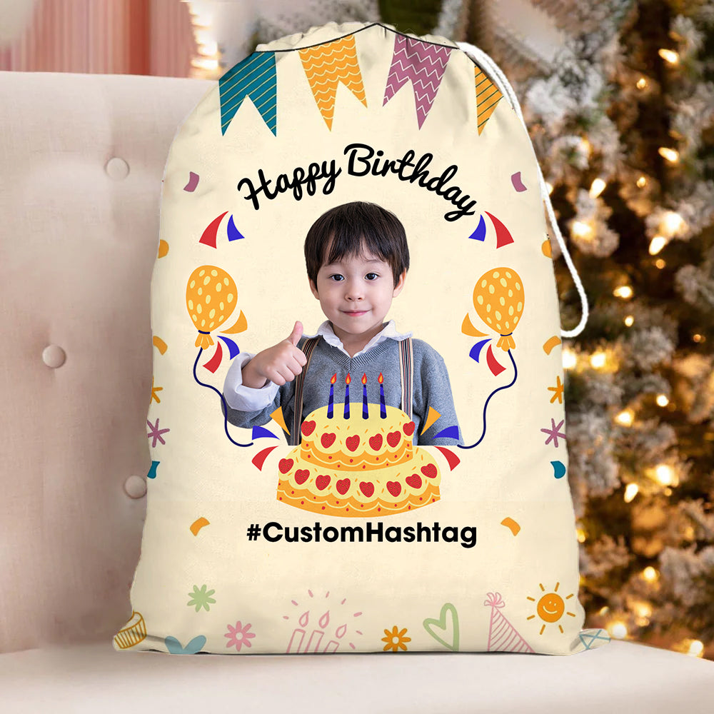 Birthday Gift Custom Photo And Text, Personalized String Bag