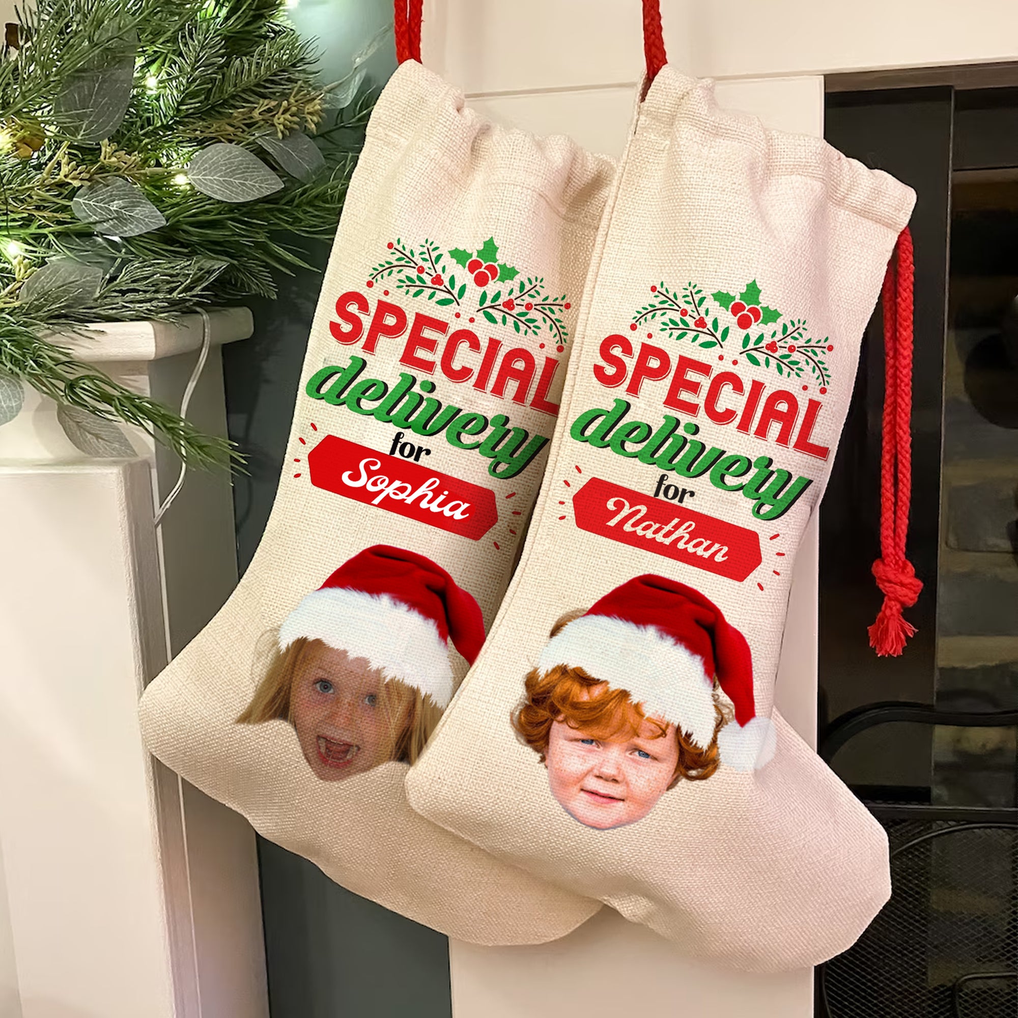 Special Delivery For - Personalized Photo Christmas Socks Decoration - Custom Photo Gift, Christmas Gift