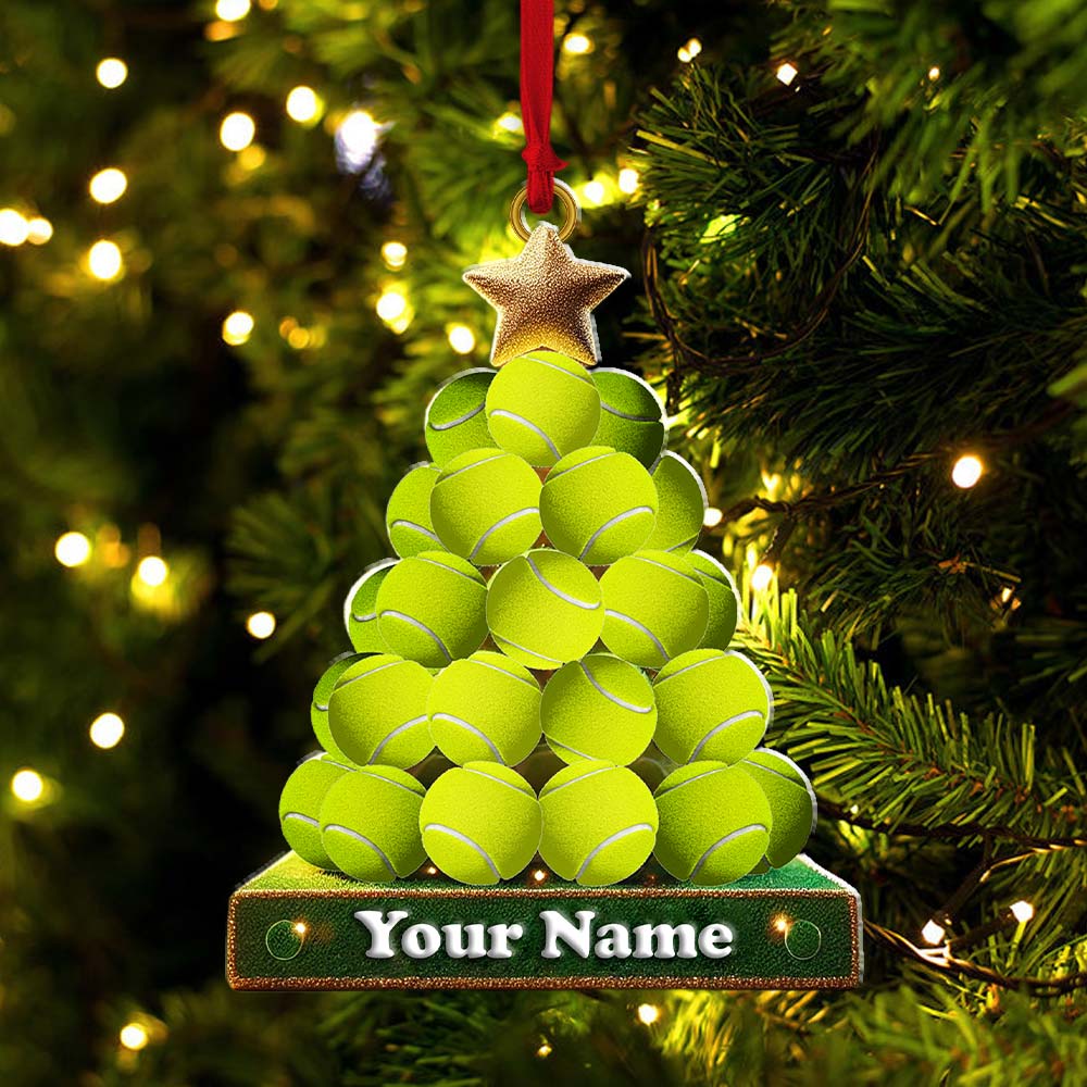 Tennis Ball Tree Christmas Ornament, Personalized Ornament