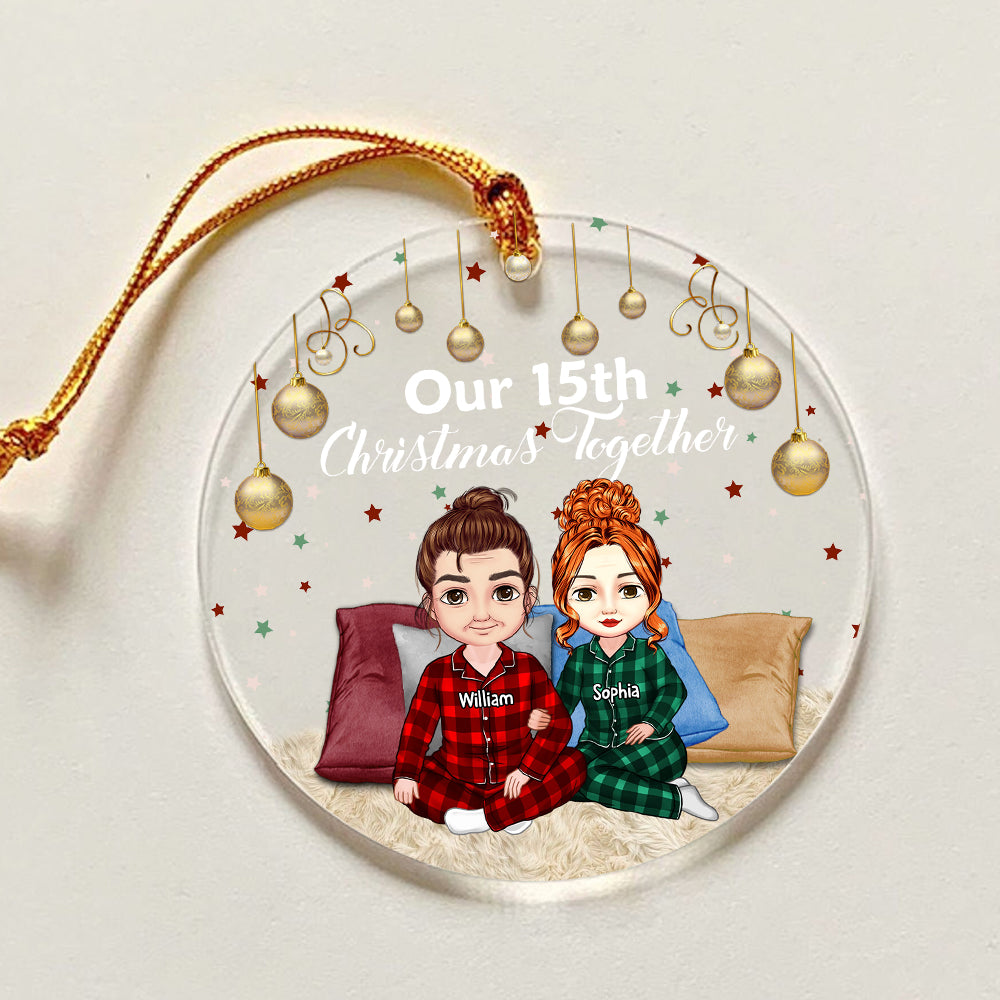 Our Christmas Together - Custom Appearances And Names, Personalized Acrylic Ornament - Gift For Christmas, Family Gift