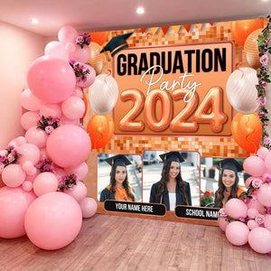 Graduation Party 2024 Custom Photo And Name Graduation Party Backdrop - Personalized Custom Graduation Backdrop