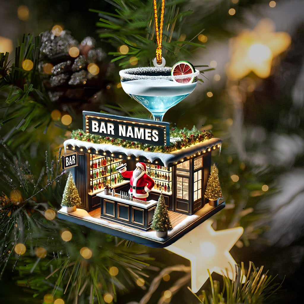 Santa Bar Home Decor Christmas Ornament, Personalized Ornament