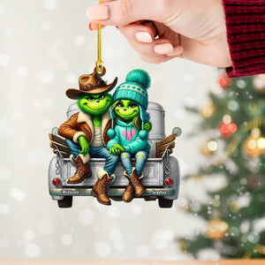 ELF Couple On Car Home Decor Christmas Ornament, Personalized Ornament