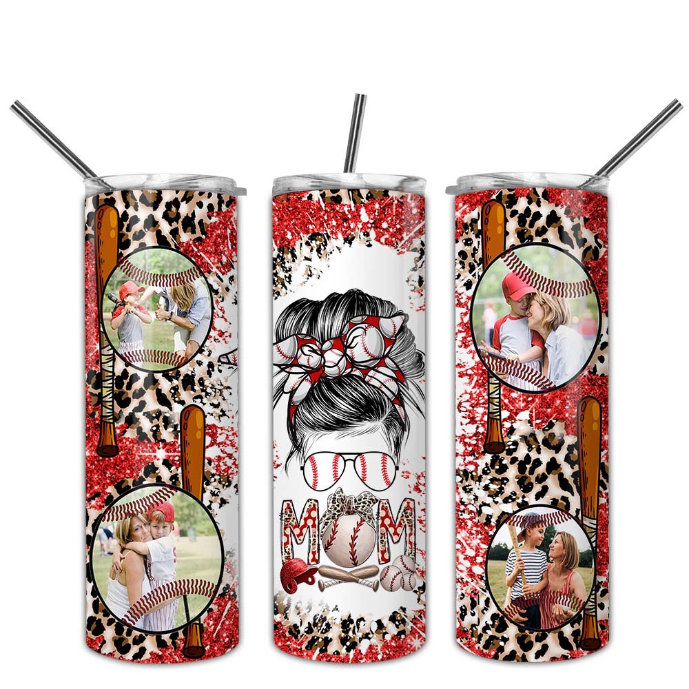 Personalized Baseball Mom Skinny Tumbler, Gift For Baseball Lover