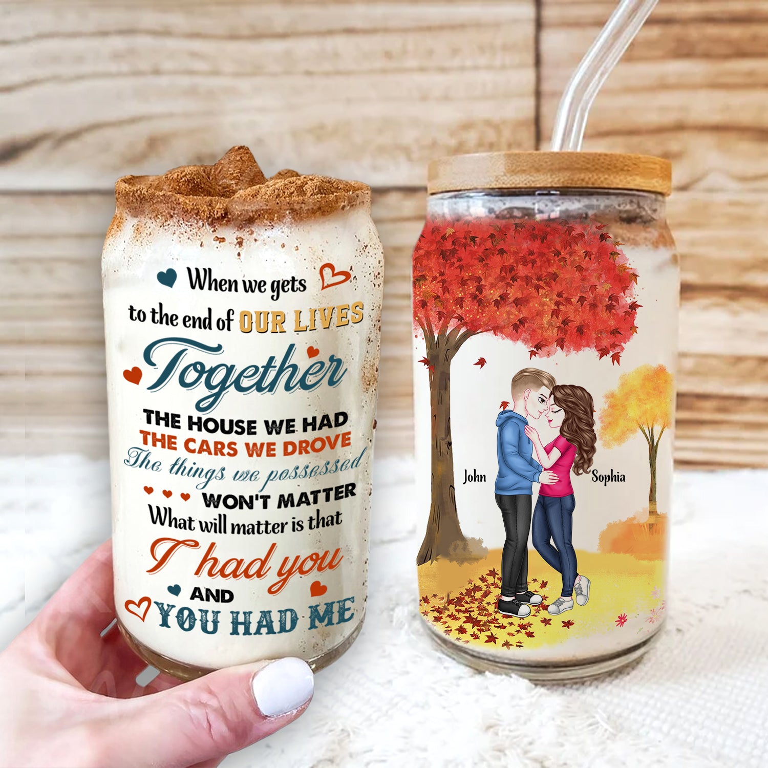 When We Get To The End Of Our Lives Together - Custom Appearances And Names - Personalized Glass Bottle, Frosted Bottle, Gift For Couple