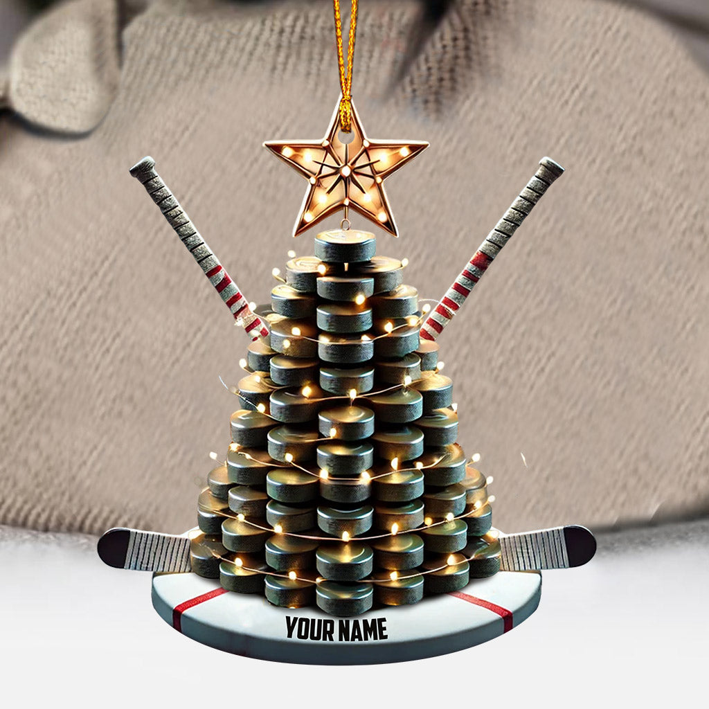 Hockey Tree Christmas Ornament, Personalized Ornament