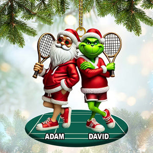 Santa And ELF Christmas Ornament, Personalized Ornament, Tennis Christmas Gift