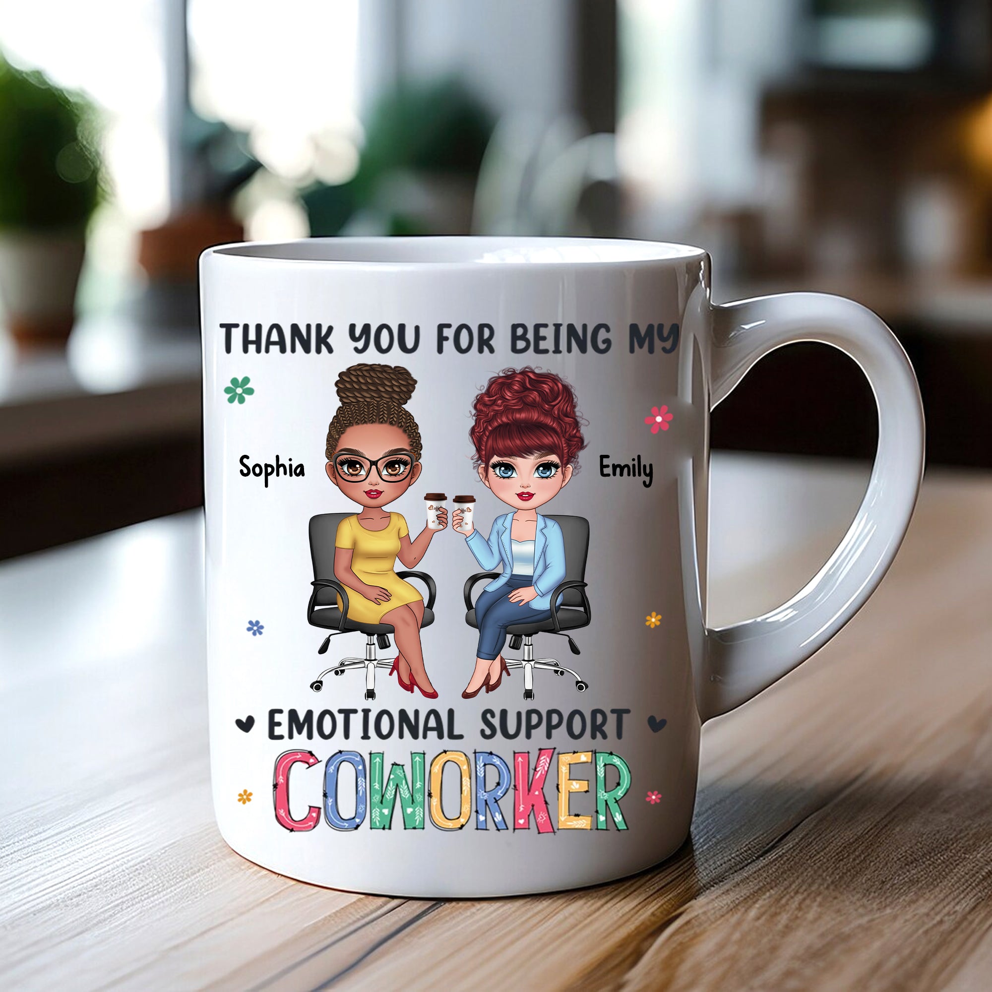 Thank For Being My Coworker - Custom Appearances And Names, Personalized White Mug