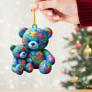 Autisum Bear Ornament, Personalized Ornament