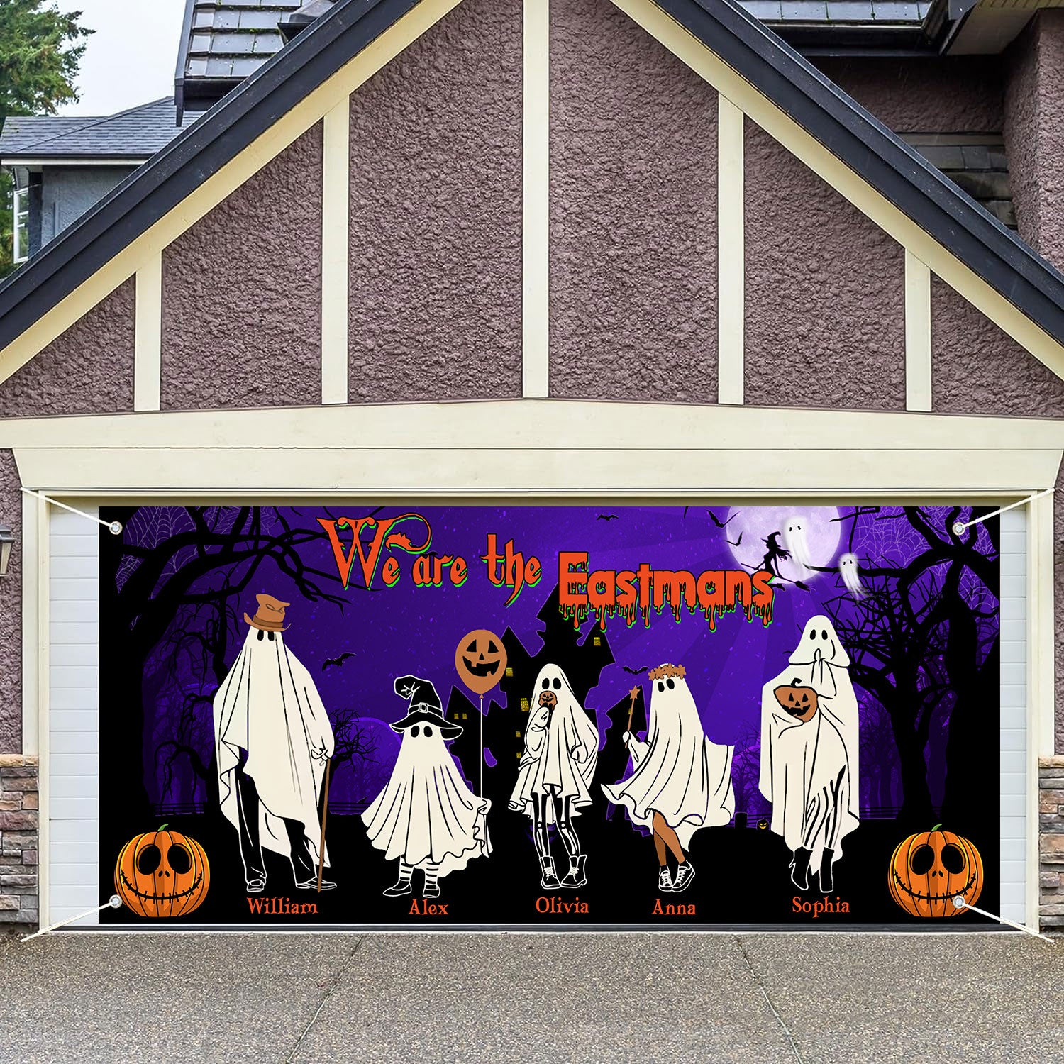 Orange Pumpkin Castle - Personalized Halloween Door Banner - Halloween Home Decoration Gifts