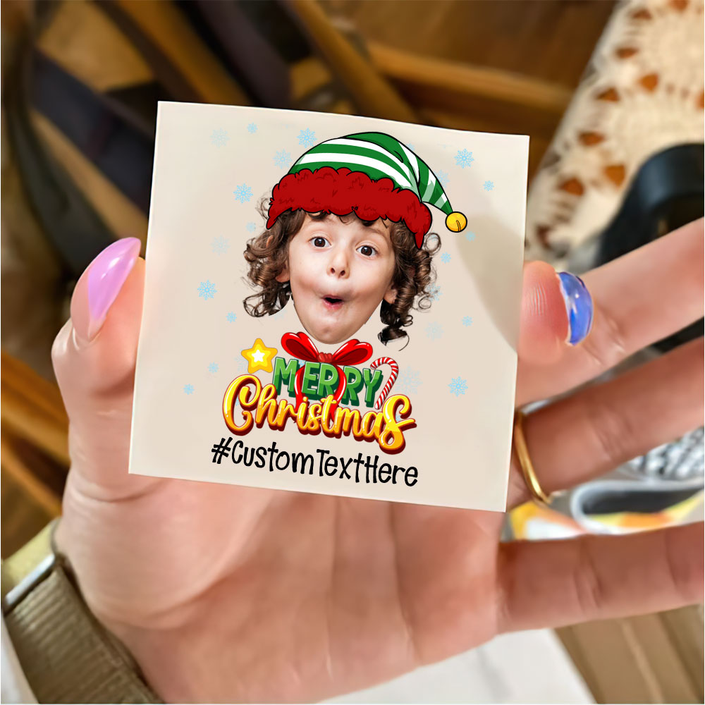 Merry Christmas Kid, Custom Photo And Text Temporary Tattoo, Personalized Tattoo, Fake Tattoo