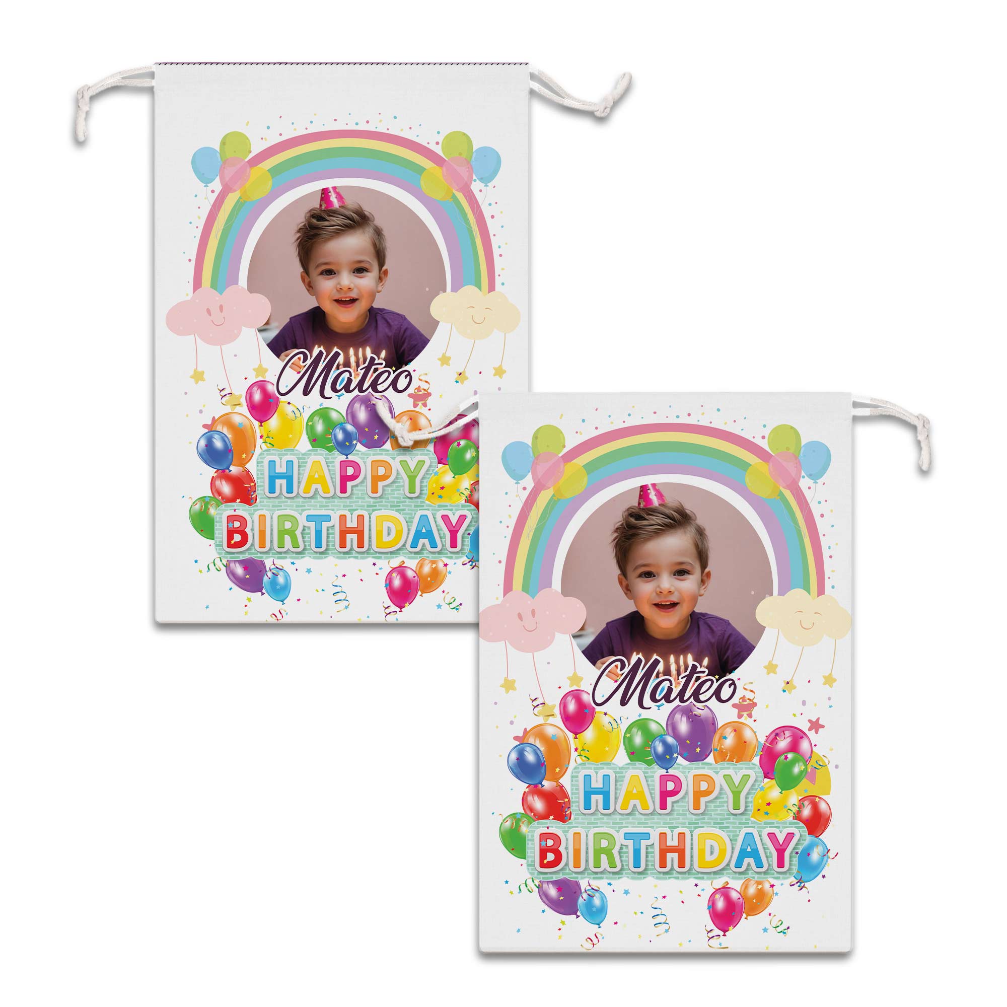 Happy Birthday Balloon Design Bag Personalized Christmas String Bag