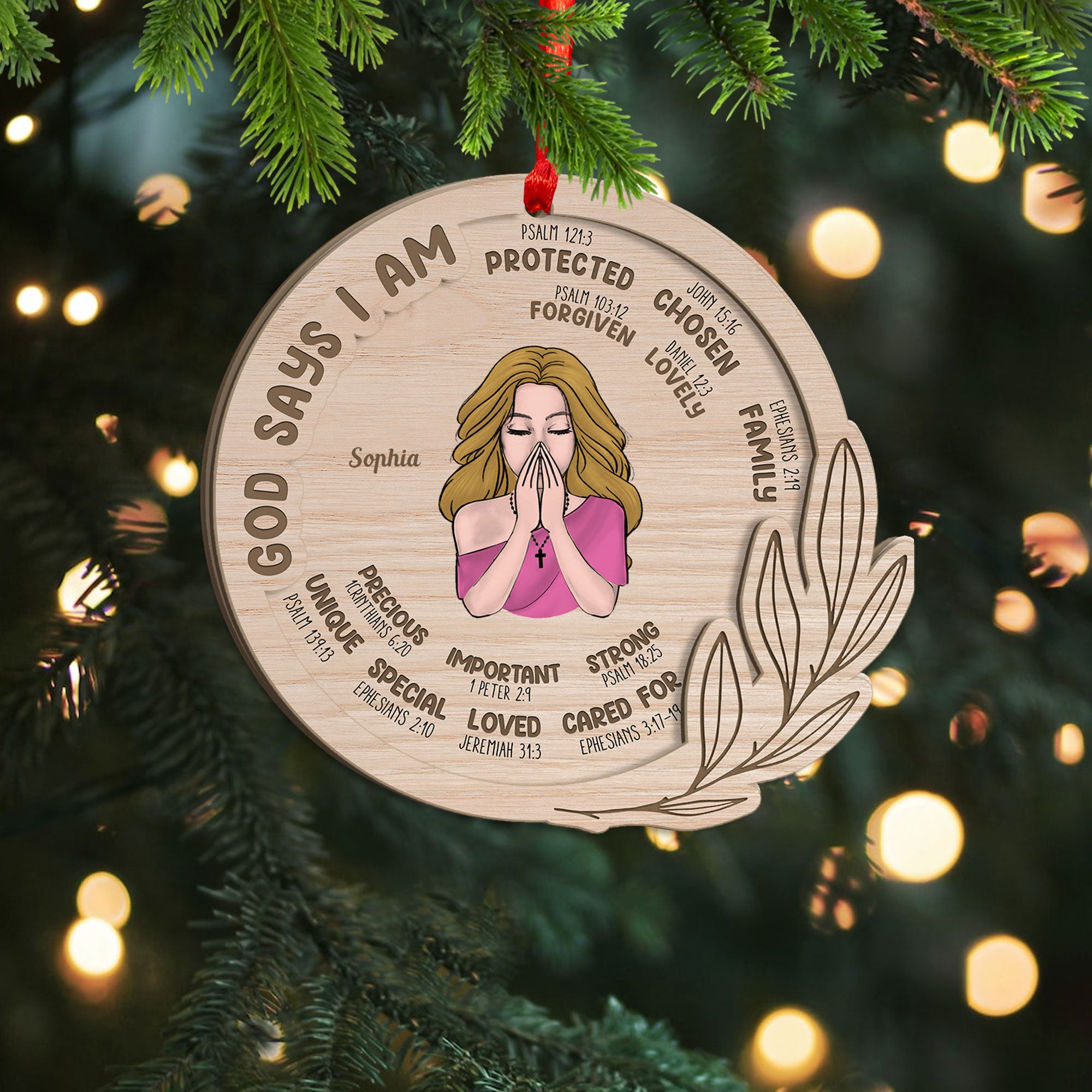 God Says I Am Unique Special Lovely Precious Strong - Personalized Custom Shaped 2-Layered Wooden Ornament - Gift For Woman