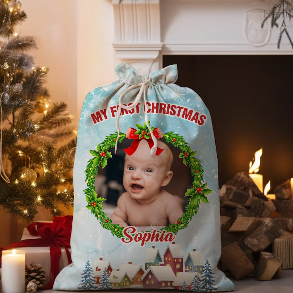 My First Christmas Personalized Christmas String Bag