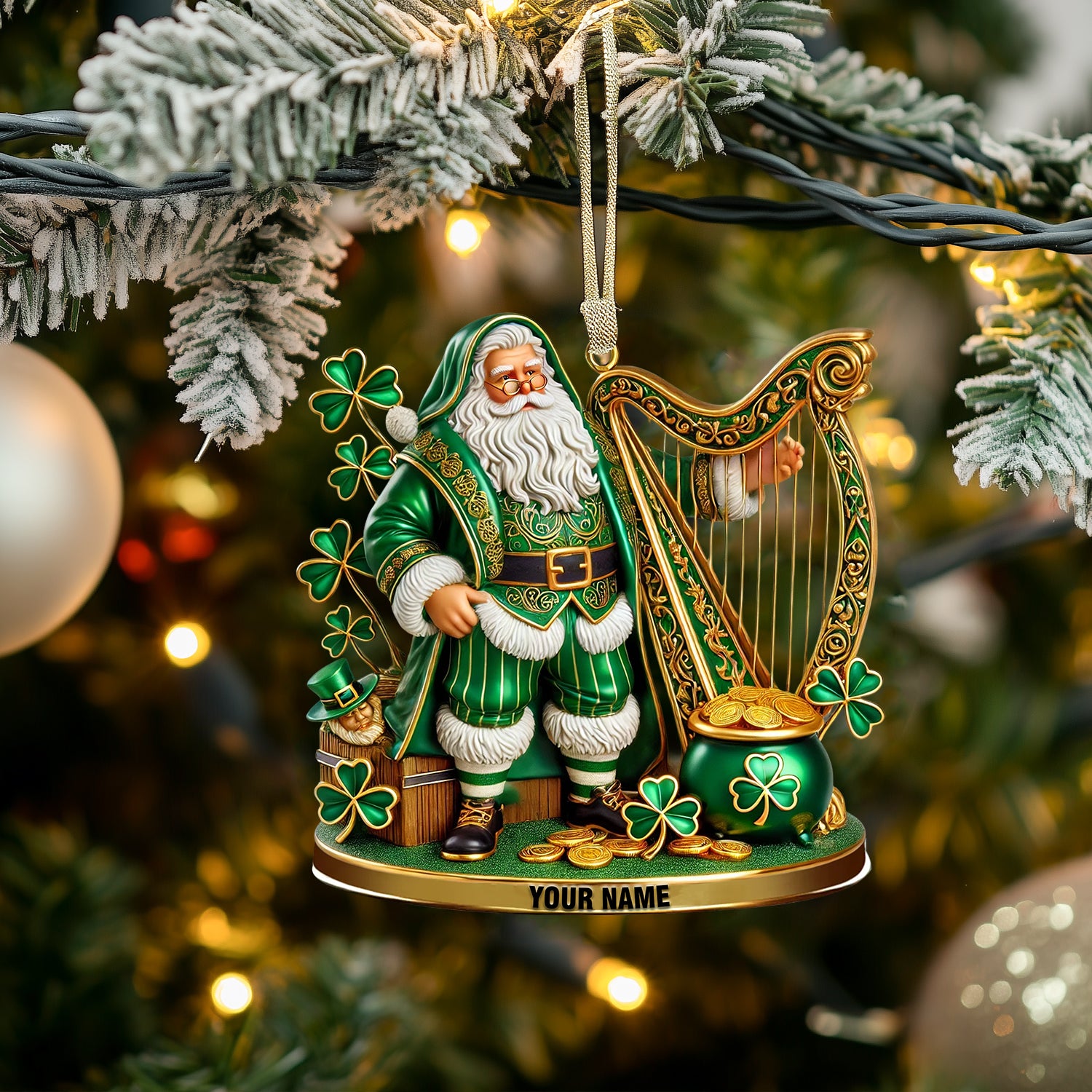 Harp Patrick Day Home Decor Christmas Ornament, Personalized Ornament