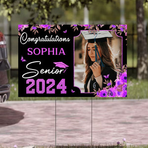 Congratulation 2024 Custom Background, Photo And Texts - Personalized Lawn Sign, Yard Sign, Gift For Graduation