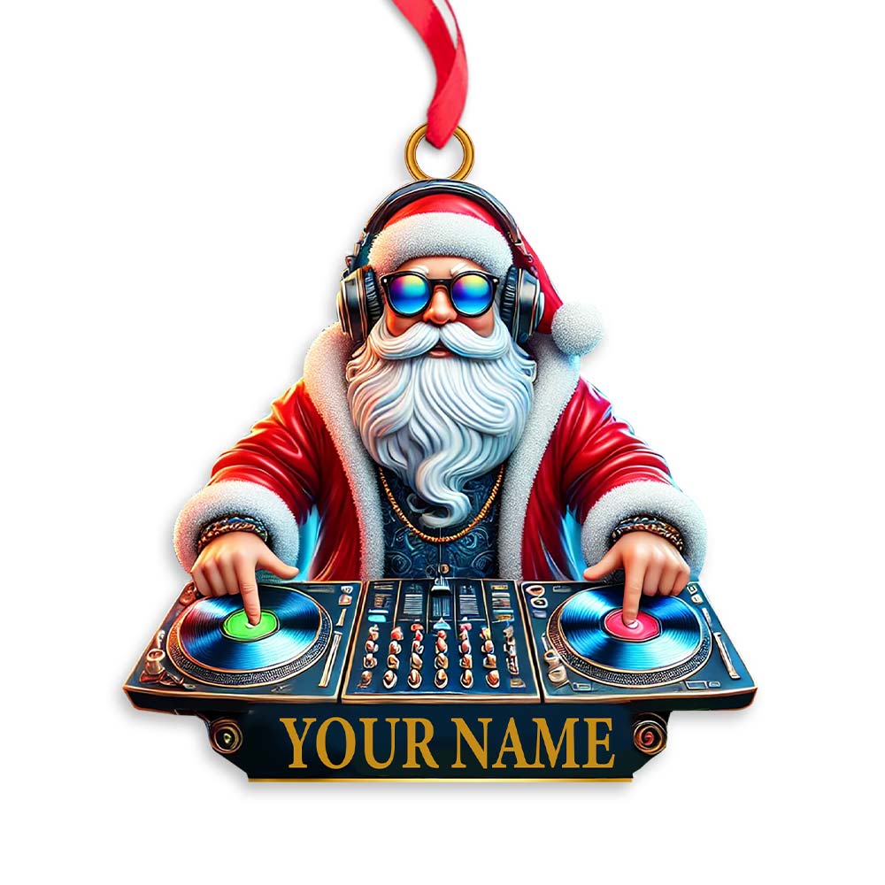 Custom Ornament, Santa DJ Ornament, Christmas Decor