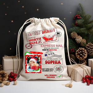 Express Deliver Special Gift - Custom Photo And Name, Personalized String Bag, Gift For Family, Christmas Gift