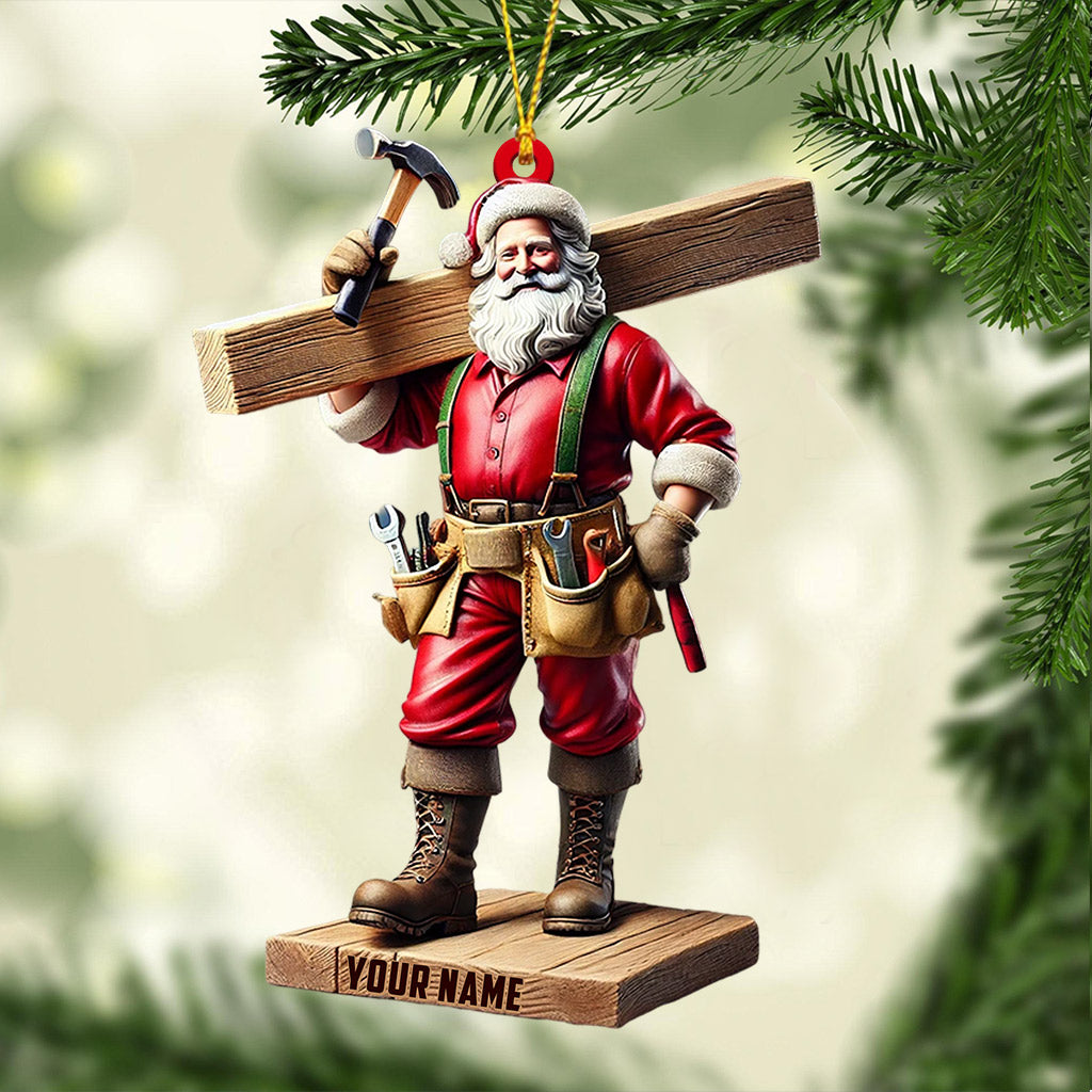 Carpenter Santa Christmas Ornament, Personalized Ornament