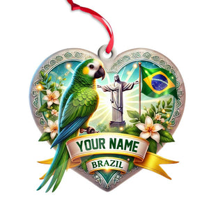 Custom Name Brazil Ornament, Christmas Gift for Brazil Lover