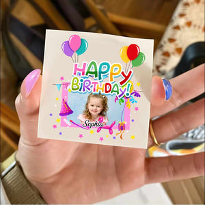 Colorful Birthday Balloon, Custom Photo And Texts Temporary Tattoo, Personalized Tattoo, Fake Tattoo