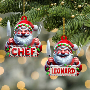 Custom Name Chef Ornament, Santa Chef Gift for Cooking Lover