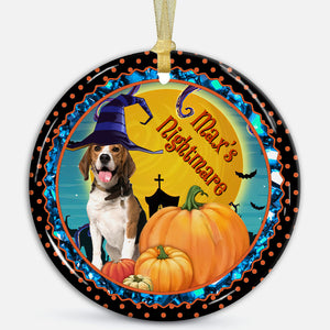 Halloween Seasons - Nightmare - Custom Photo And Name - Personalized Ceramic Ornament - Gift For Pet Lover