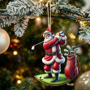 Santa Golf Christmas Ornament, Personalized Ornament