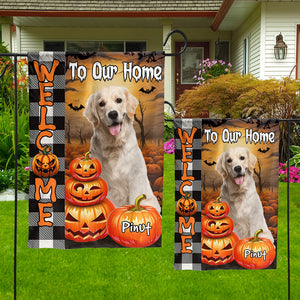 Happy Halloween Flag - Personalized Pet Photo And Name Flag - Gift For Pet Lovers, Halloween Gift