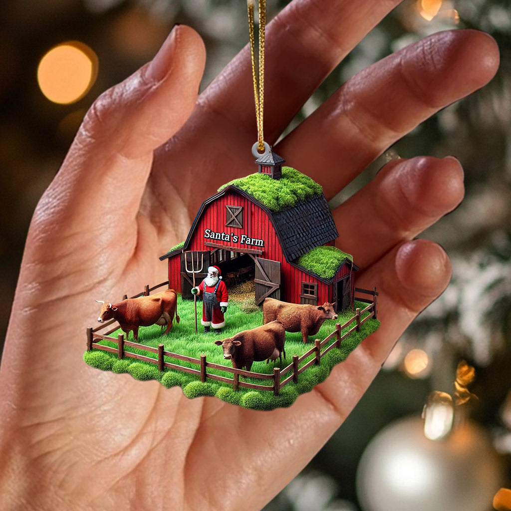 Santa's Farm Christmas Ornament, Personalized Ornament