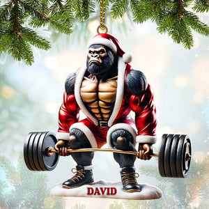 King Kong Weight Lifting Christmas Ornament, Personalized Ornament