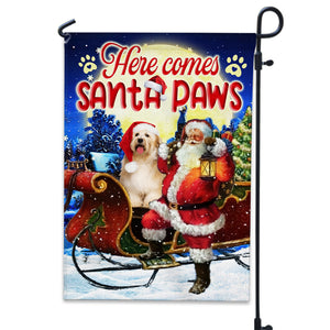 Here Comes Santa Paws - Custom Pet Photo And Name Flag - Christmas Gift, Gift For Pet Lovers