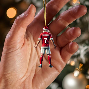 Santa Football Player Keeper Christmas Ornament, Personalized Ornament