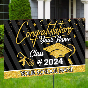 Congratulations Class Of 2024 - Custom Graduation Lawn Sign, Yard Sign, Graduation Gift