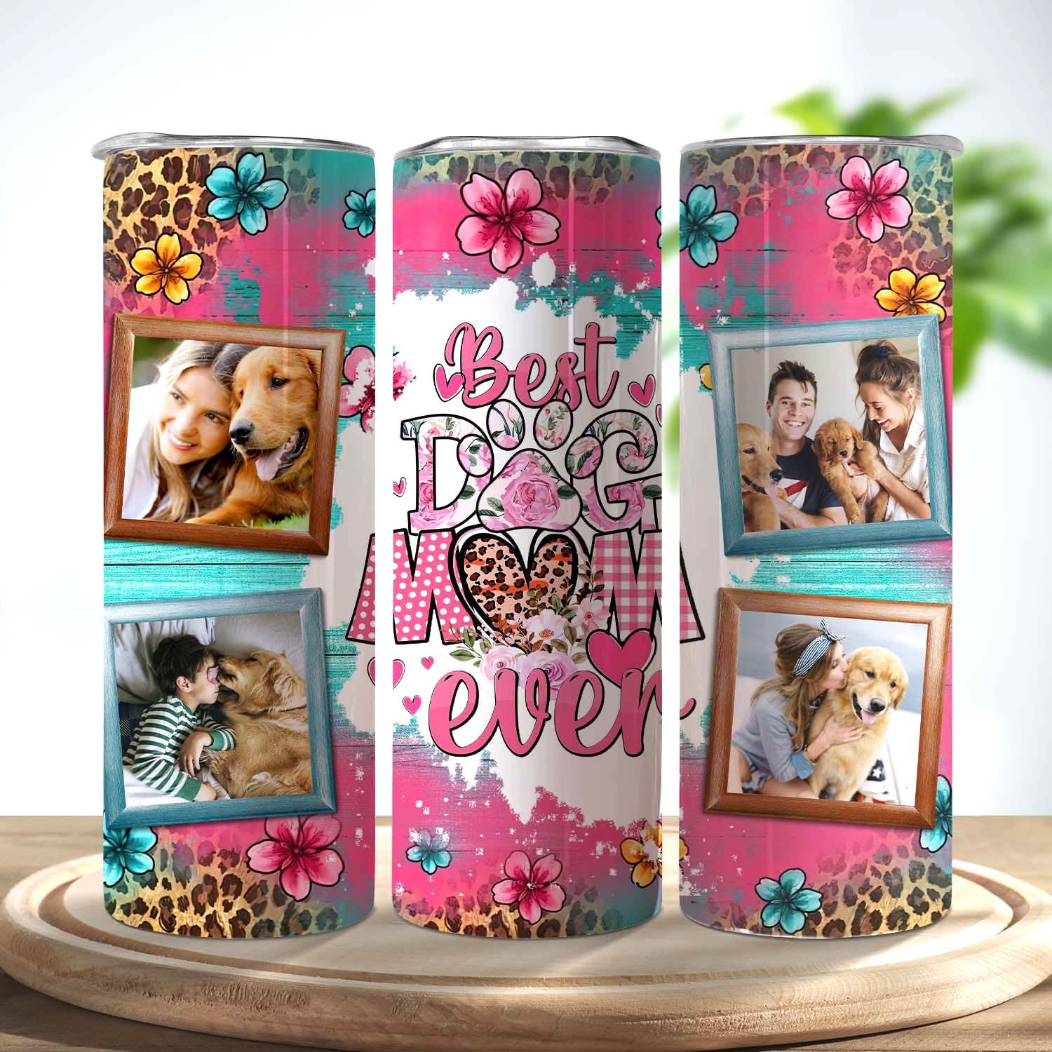 Best Dog Mom Ever - Custom Photo - Personalized Skinny Tumbler - Gift For Dogs Lovers