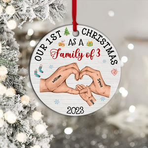 Our 1st Christmas As A Family - Personalized Custom Shaped Wooden Ornament - Gift For Family