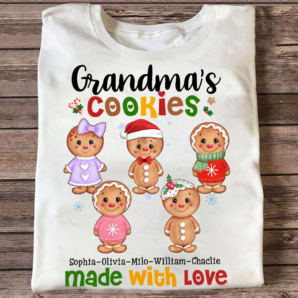 Gift For Grandma Cookies Made With Love - Personalized T-Shirt - Family Gift