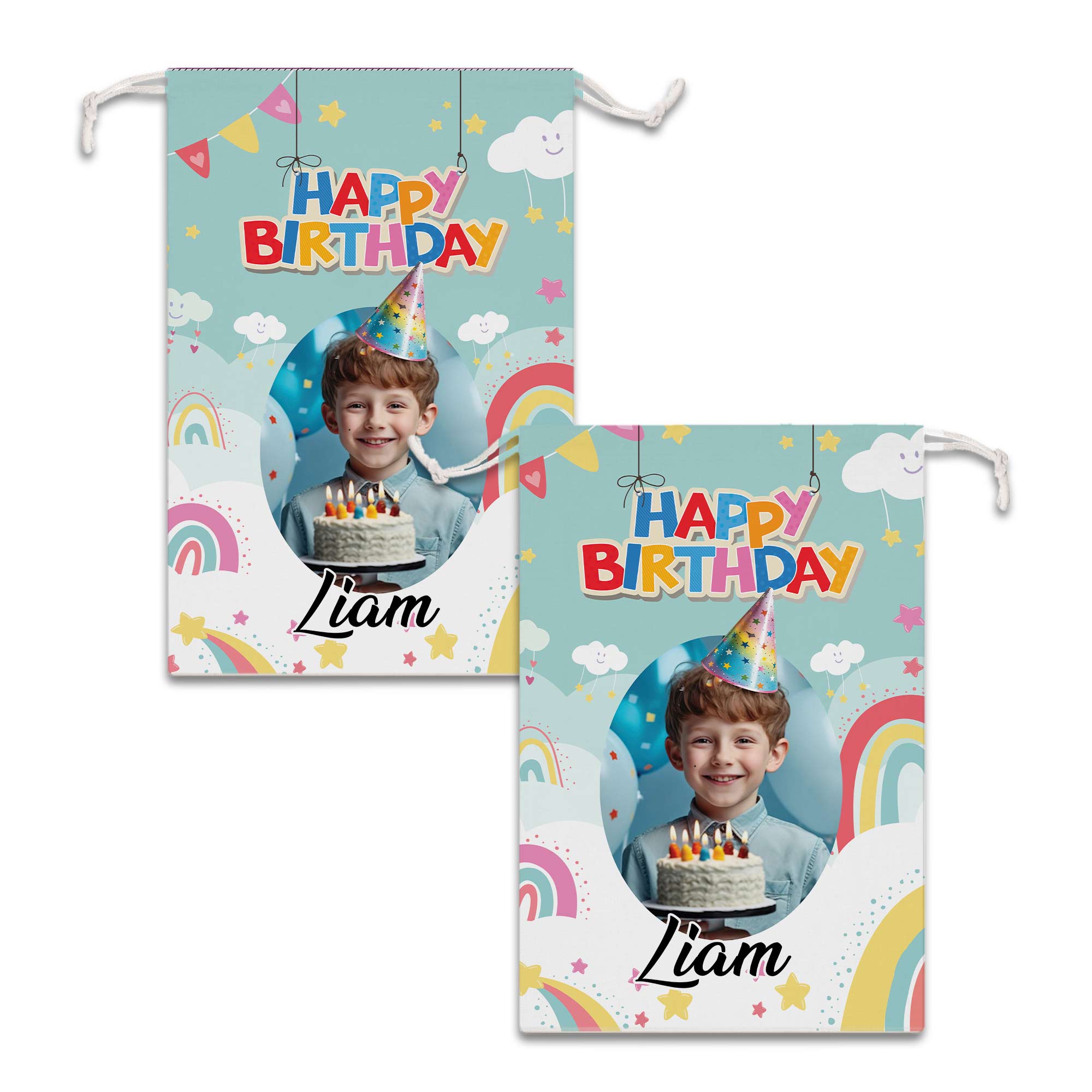 Happy Birthday Rainbow Bag Personalized Christmas String Bag