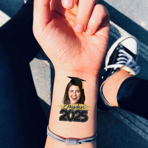 Graduation Tattoo Gift Custom Photo And Text Temporary Tattoo, Personalized Tattoo, Fake Tattoo