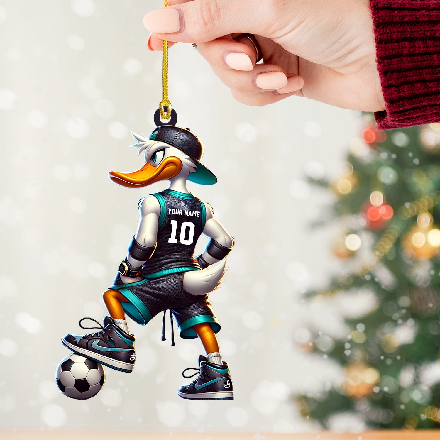 Football Duck Christmas Ornament, Personalized Ornament