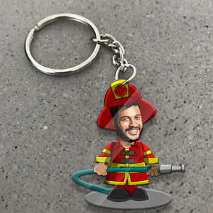 Fire Fighter - Custom Photo, Personalized Acrylic Keychain