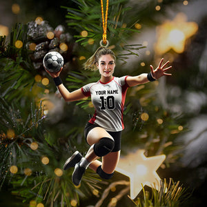 Handball Woman Decor Christmas Ornament, Personalized Ornament