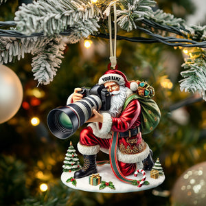 Santa Photographer Home Decor Christmas Ornament, Personalized Ornament