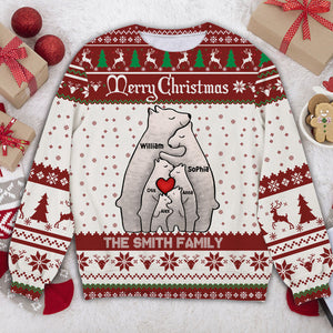 Christmas Bear Family - Personalized Woolen Sweater - Xmas Gift