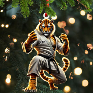 Tiger Karate Ornament, Personalized Ornament